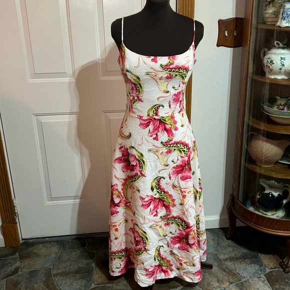 Jessica Howard Dresses & Skirts - Jessica Howard Spaghetti Strap Pink Lime Green Floral Dress Size 10
